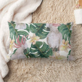 ヴィンテージの熱帯オウムの花 ランバークッション (ブランケット)