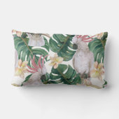 ヴィンテージの熱帯オウムの花 ランバークッション (裏面)