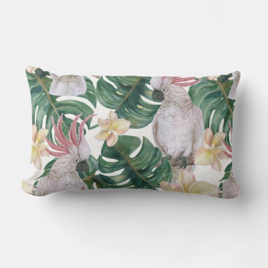 ヴィンテージの熱帯オウムの花 ランバークッション (正面)