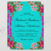 ヴィンテージの熱帯ハイビスカスの花のハワイの結婚式 招待状 (正面/裏面)