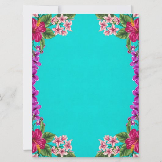 ヴィンテージの熱帯ハイビスカスの花のハワイの結婚式 招待状 (裏面)