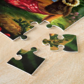 ヴィンテージの熱帯ハワイの水上機のヤシの木 ジグソーパズル (側面)