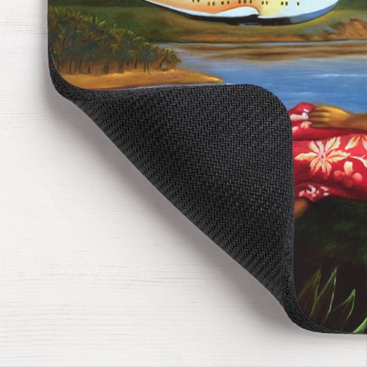 ヴィンテージの熱帯ハワイの水上機のヤシの木 マウスパッド (コーナー)