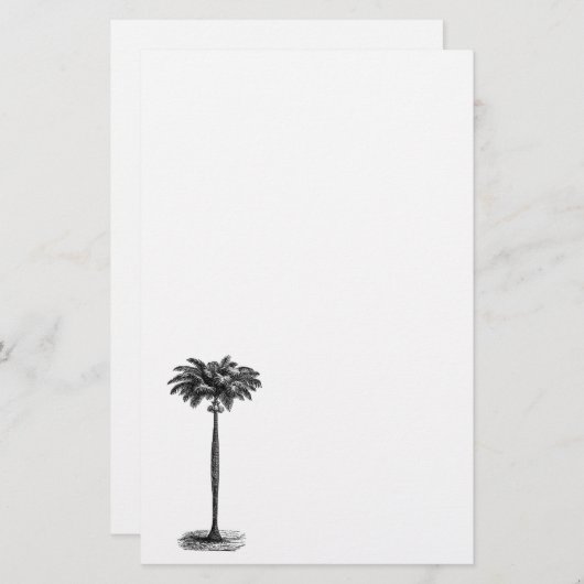 ヴィンテージの熱帯島のヤシの木のテンプレートのブランク 便箋 (正面/裏面)