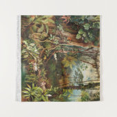 ヴィンテージの熱帯林植物のスケッチ タペストリー (正面(横))