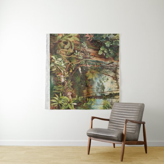 ヴィンテージの熱帯林植物のスケッチ タペストリー (インサイチュ(横))