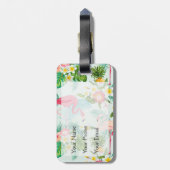 ヴィンテージの熱帯花および鳥|のモノグラム ラゲッジタグ (裏面縦)
