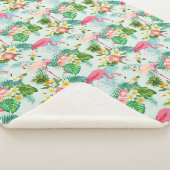 ヴィンテージの熱帯花および鳥 シェルパブランケット (3/4)