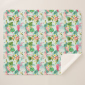 ヴィンテージの熱帯花および鳥 シェルパブランケット (正面(横))