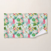 ヴィンテージの熱帯花および鳥 バスタオルセット (ハンドタオル)