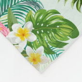 ヴィンテージの熱帯花および鳥 フリースブランケット (角)