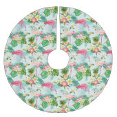 ヴィンテージの熱帯花および鳥 ブラッシュドポリエステルツリースカート (正面)