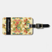 ヴィンテージの熱帯花模様の壁紙パターン ラゲッジタグ (正面横)