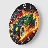 ヴィンテージの熱棒が夕暮れ時に炎の中を駆け抜ける ラージ壁時計 (傾斜)