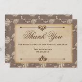 ヴィンテージの熱気の気球のブラウンのサンキューカード サンキューカード (正面/裏面)