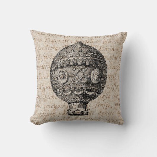 ヴィンテージの熱気の気球のレトロの飛行船の古い気球 クッション (正面)