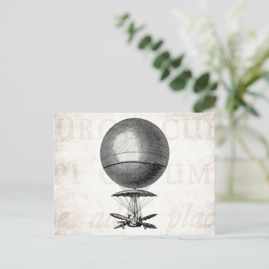 ヴィンテージの熱気の気球のレトロの飛行船の古い気球 ポストカード (スタンド正面)