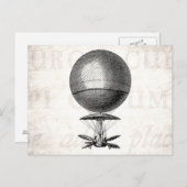 ヴィンテージの熱気の気球のレトロの飛行船の古い気球 ポストカード (正面/裏面)