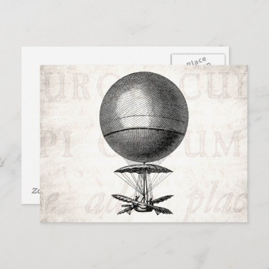 ヴィンテージの熱気の気球のレトロの飛行船の古い気球 ポストカード (正面/裏面)