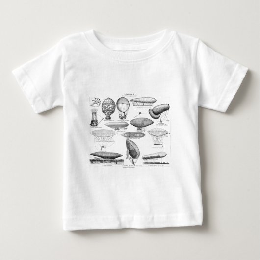 ヴィンテージの熱気の気球のレトロはテンプレートを風船のようにふくらませます ベビーTシャツ (正面)