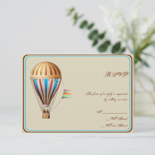 ヴィンテージの熱気の気球の応答カード 出欠カード (スタンド正面)