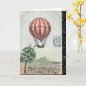 ヴィンテージの熱気の気球の挨拶状 カード (黄色い花)