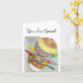 ヴィンテージの熱気の気球の母の日 カード (黄色い花)