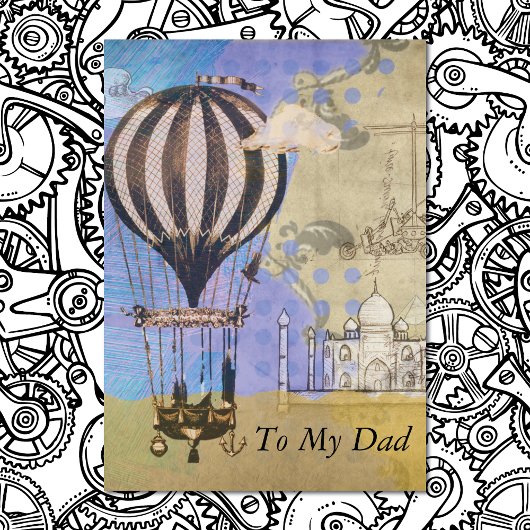 ヴィンテージの熱気の気球の父の日のコラージュ カード