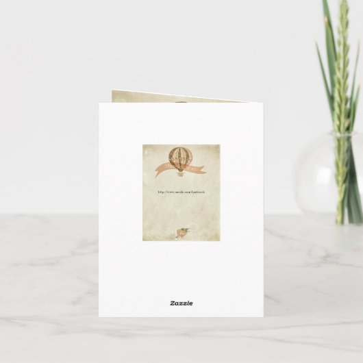 ヴィンテージの熱気の気球の結婚式は感謝していしています サンキューカード (裏面)