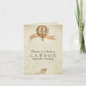 ヴィンテージの熱気の気球の結婚式は感謝していしています サンキューカード (正面)