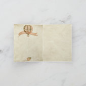 ヴィンテージの熱気の気球の結婚式は感謝していしています サンキューカード (内部)