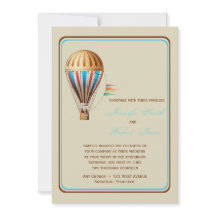 ヴィンテージの熱気の気球の結婚式招待状