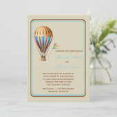 ヴィンテージの熱気の気球の結婚式招待状 招待状 (スタンド正面)