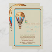 ヴィンテージの熱気の気球の結婚式招待状 招待状 (正面/裏面)