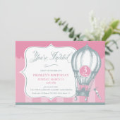 ヴィンテージの熱気の気球の誕生日のパーティの招待状 招待状 (スタンド正面)