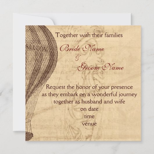 ヴィンテージの熱気の気球は日付を救います セーブザデート (裏面)