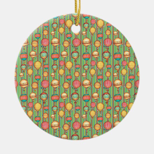 ヴィンテージの熱気の気球 セラミックオーナメント (正面)