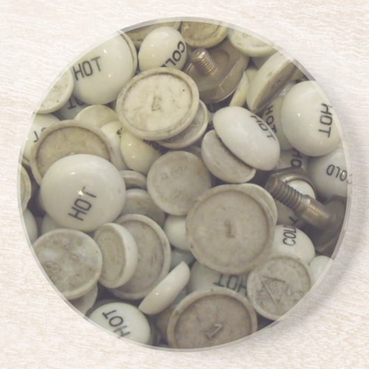 ヴィンテージの熱湯と冷磁のノブ コースター (正面)