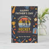 ヴィンテージの父と息子のホッケーのパートナー 招待状 (スタンド正面)