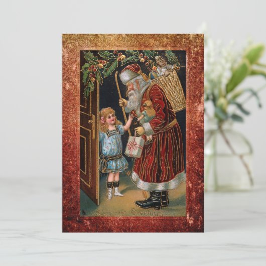 ヴィンテージの父のクリスマスのアンティークフレーム シーズンカード (スタンド正面)