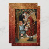 ヴィンテージの父のクリスマスのアンティークフレーム シーズンカード (正面/裏面)