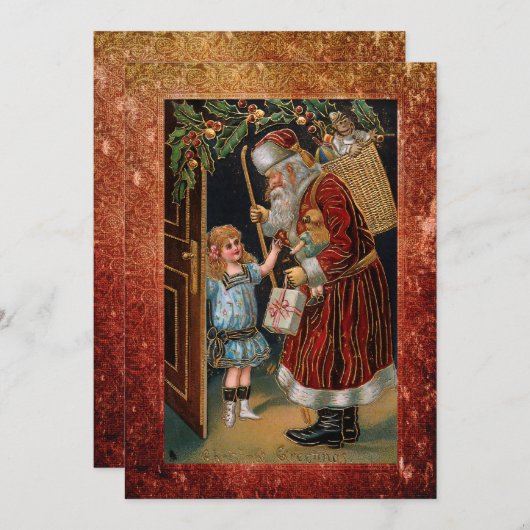 ヴィンテージの父のクリスマスのアンティークフレーム シーズンカード (正面/裏面)