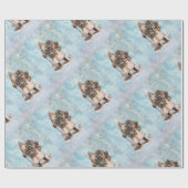 ヴィンテージの父のクリスマスのサンタの銀製の雪の落下 ラッピングペーパー (フラット)