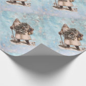 ヴィンテージの父のクリスマスのサンタの銀製の雪の落下 ラッピングペーパー (角)