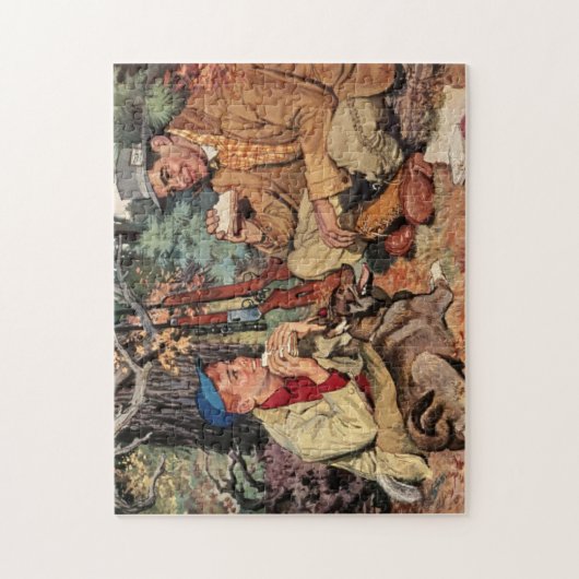 ヴィンテージの父の息子の狩りのスポーツマンのジグソーパズル ジグソーパズル (縦)