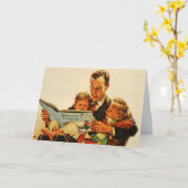 ヴィンテージの父の日カード読書子供の40年代 カード (黄色い花)