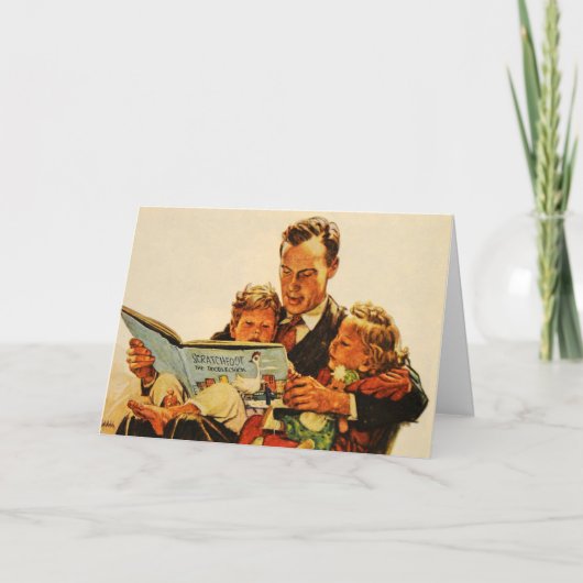 ヴィンテージの父の日カード読書子供の40年代 カード (正面)