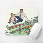 ヴィンテージの父の日、パパと息子と列車 マウスパッド (マウス)