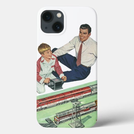 ヴィンテージの父の日、列車と遊ぶ父と息子 Case-Mate iPhoneケース (裏面)