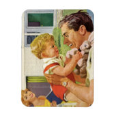 ヴィンテージの父の日、郊外の幸せな家族 マグネット (縦)